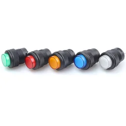2pcs 16mm R16-503 Self-locking Momentary Round Button Switch With Light 4PIN 3A 250V