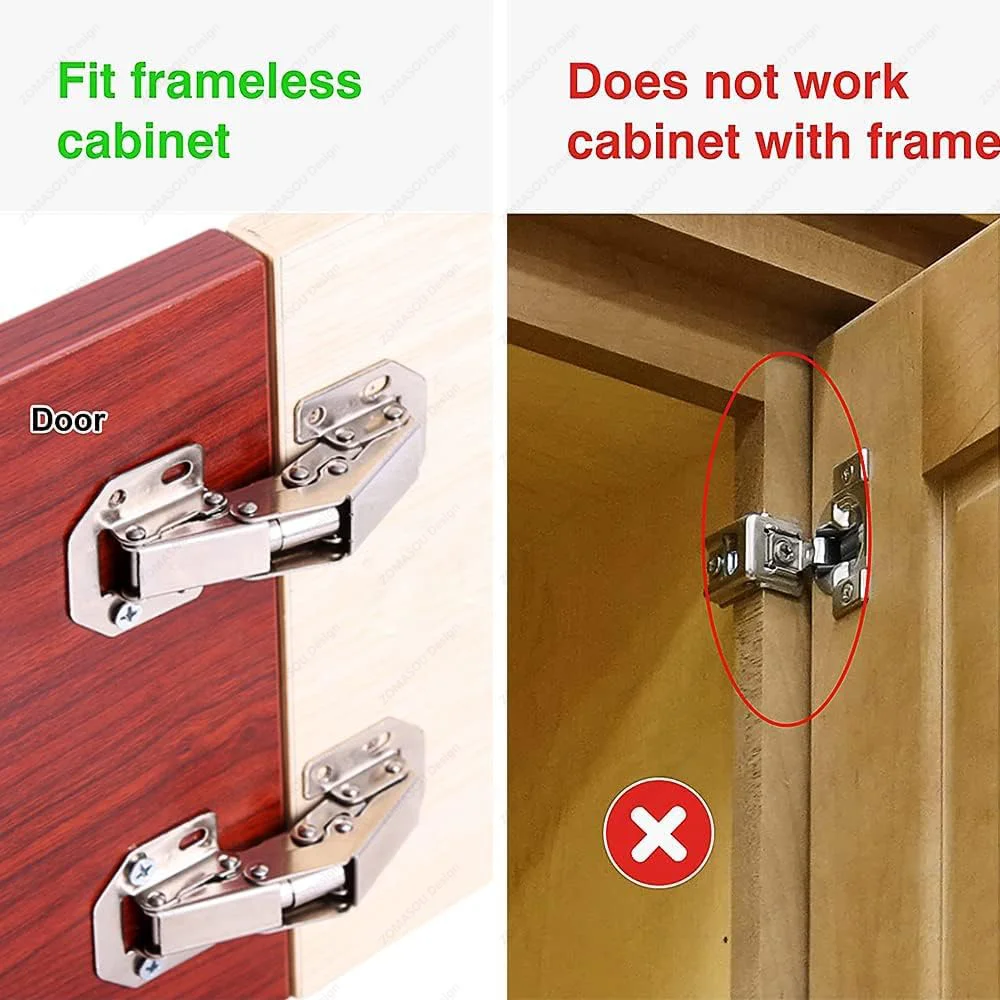 40-1Pcs 90 Degree Cabinet Hinges No-Drilling Hole Cupboard Door Hinge Steel Cabinet Hinges Kitchen Furniture Hardware Tools