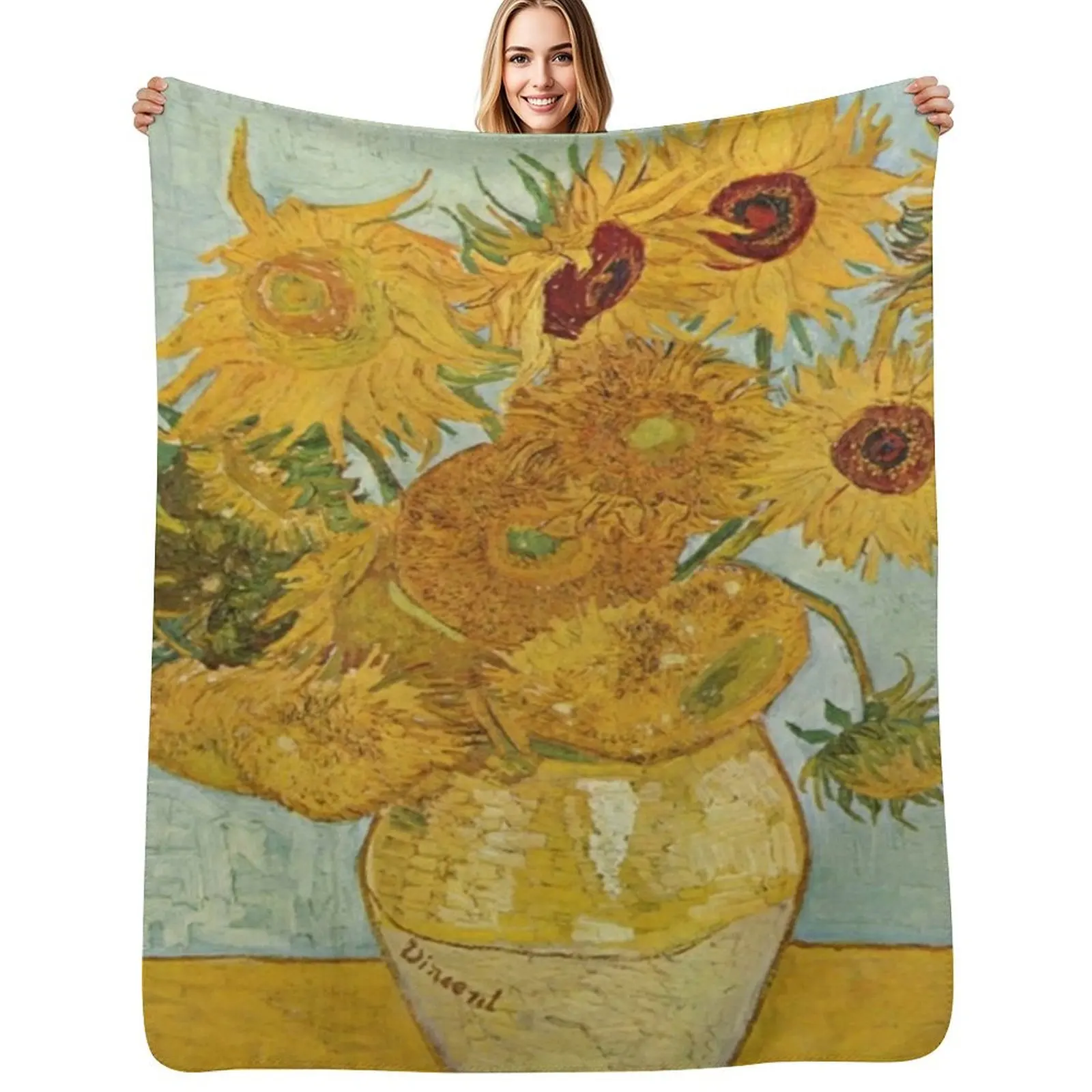 Sunflowers - Van Gogh Throw Blanket Soft Home Decor Blanket for Couch Bedroom