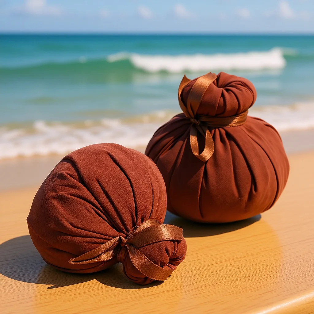 

2Pcs Herbal Compress Massage Balls Hot Warming Bag Cotton Wormwood Spa Massage Portable Health Relaxation Therapy