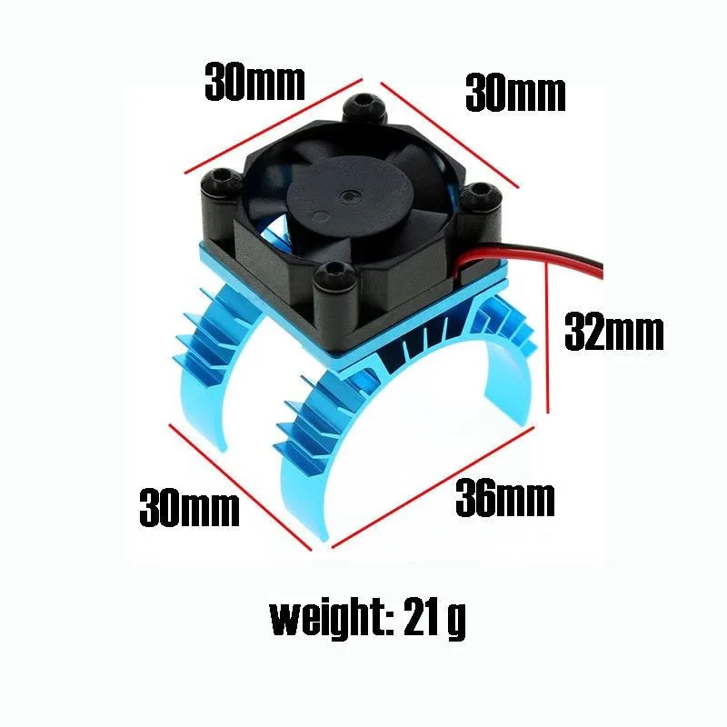 Blue RC Electric Car Motor Heatsink Cover with Cooling Fan for 1/10 Tamiya TT02 540 550 3650 Motors Heat Sink Accessory view 2