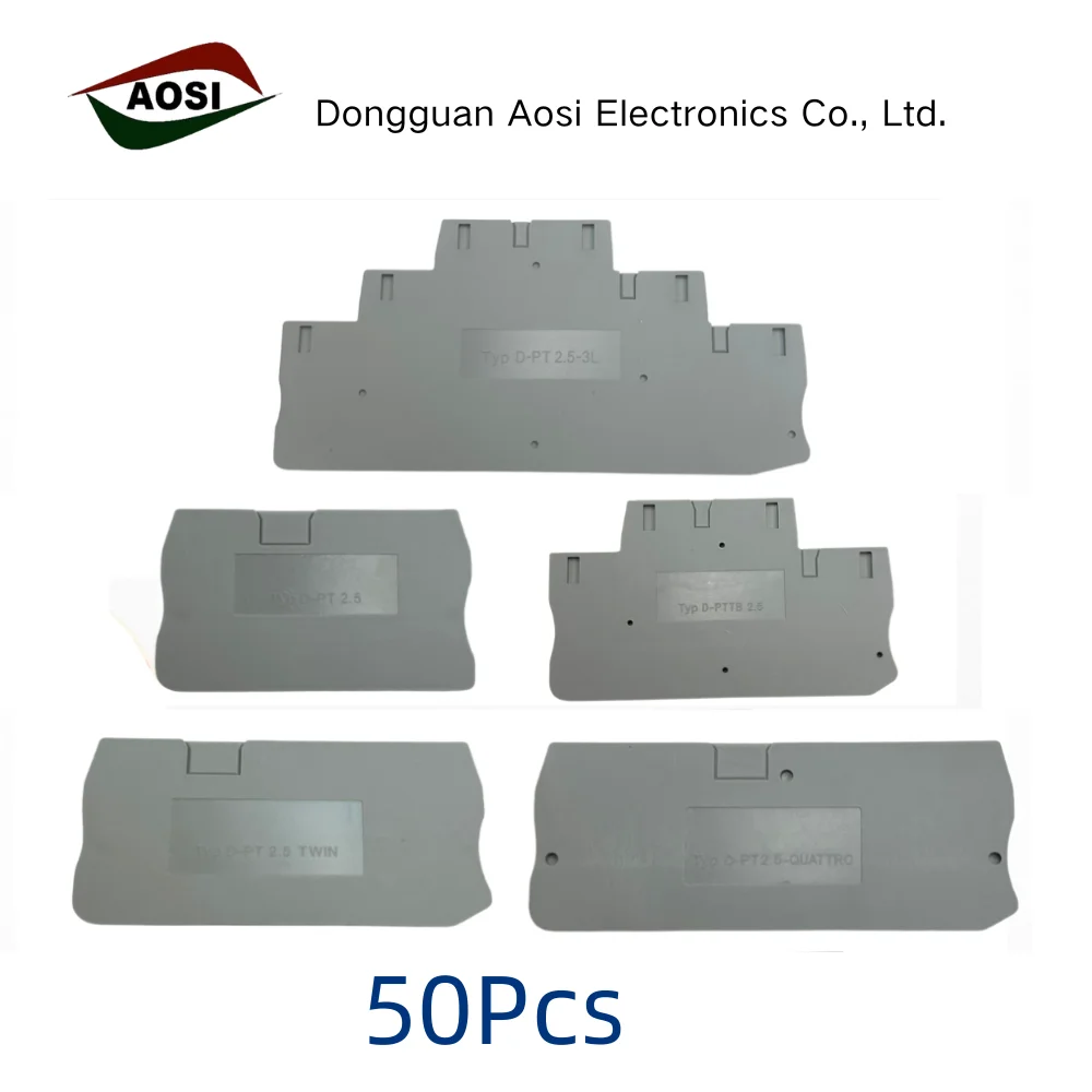 50PCS End Plate for PT2.5 / PTTB2.5 Series Terminal Block, Spring Type Partition Baffle Side Plate DIN Rail Terminal Separator