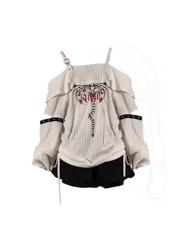 Donne Stampa Pullover Maglione lavorato a maglia Harajuku Coreano Y2k Maniche lunghe Maglioni oversize Maglione Vintage 2000s Vestiti 2024 Autunno