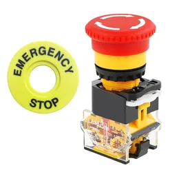 Red Mushroom Cap 1NO 1NC DPST Emergency Stop Push Button Switch AC 440V 10A Switch Equipment Lift Elevator Latching Self Lock