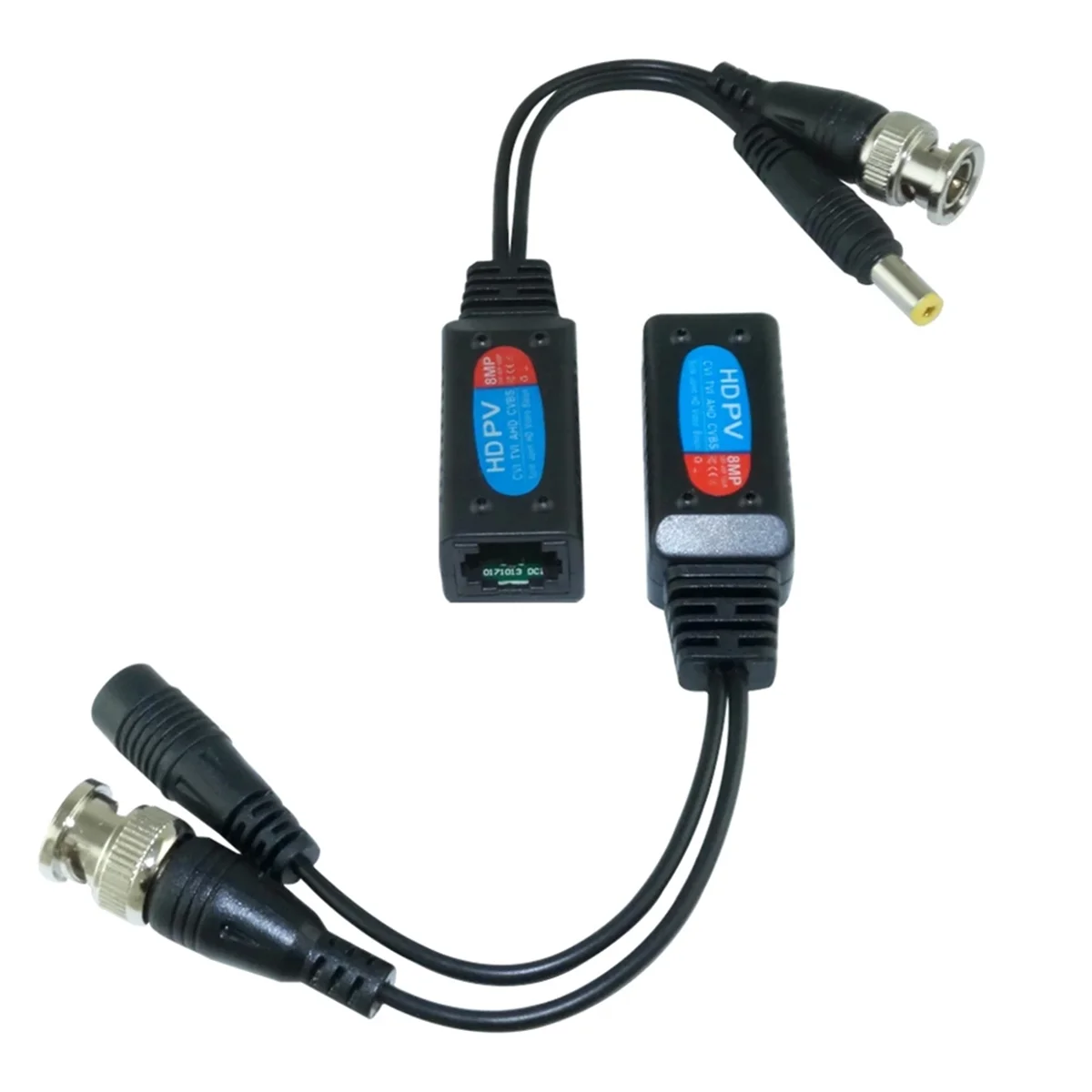 Cable Balun de vídeo de 8MP, transmisión HD, transmisor trenzado, adaptador BNC a RJ45, compatible con cámara HDCVI TVI AHD, 4 pares