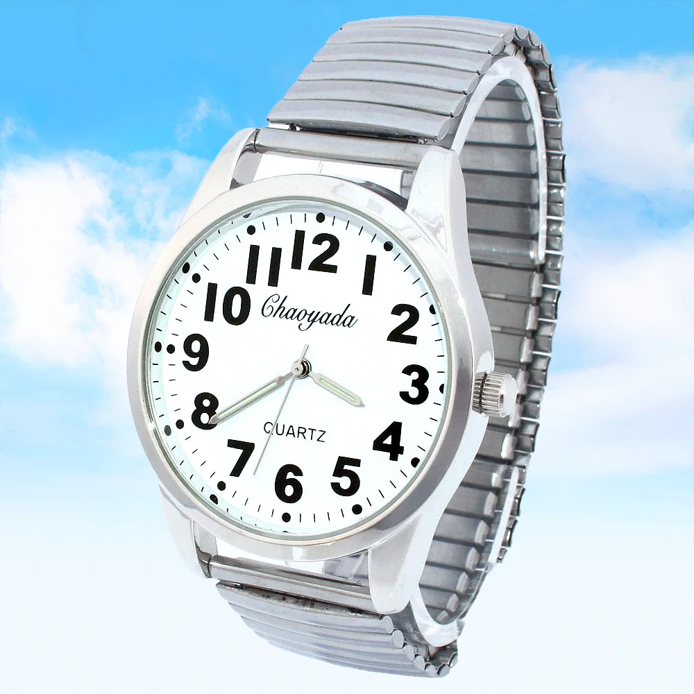 Men's Luxury Fashion Stainless Steel Analog Wristwatch with Flexible Elastic Strap Father Relojes