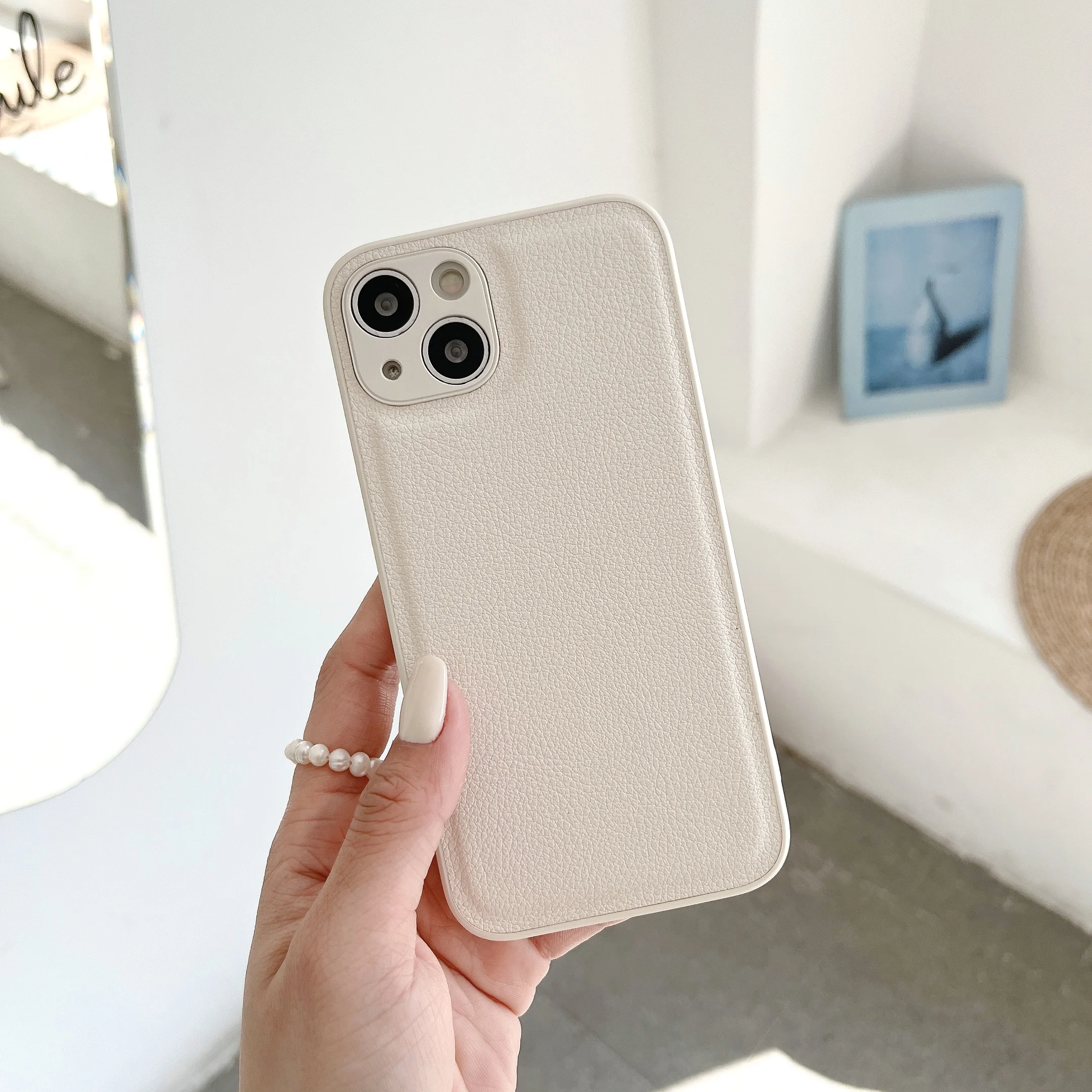 Luxury Solid Color Pu Leather Silicone Phone Case For Iphone 11 12 13 14 15 16 Pro MAX X XR XS SE 7 8Plus White Brown Pink Cover