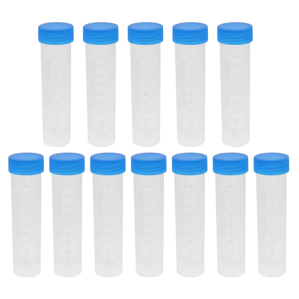 50pcs 50Ml Centrifuge Tubes Plastic Laboratory Vials Clear Scale Precision Measurement Experiment Supplies For Biochemistry