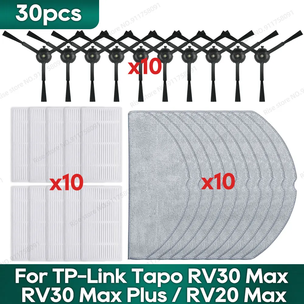 Compatible for TP-Link Tapo RV30 Max Plus/ RV30 Max/ RV20 Max Plus / RV20 Max Accessories Hepa Filter Mop Side Brush Parts