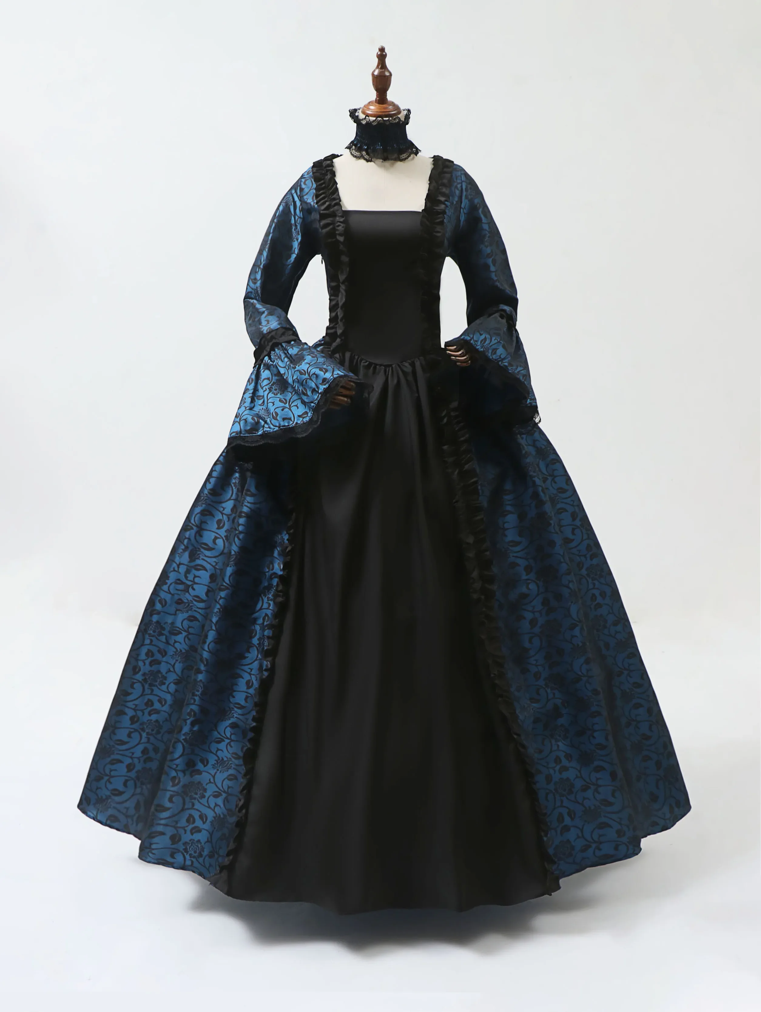 فستان ماري أنطوانيت التأثيري من القرون الوسطى بأكمام مضيئة للحفلات الفيكتورية فستان رسمي من عصر النهضة القوطية مزين بالزهور #4