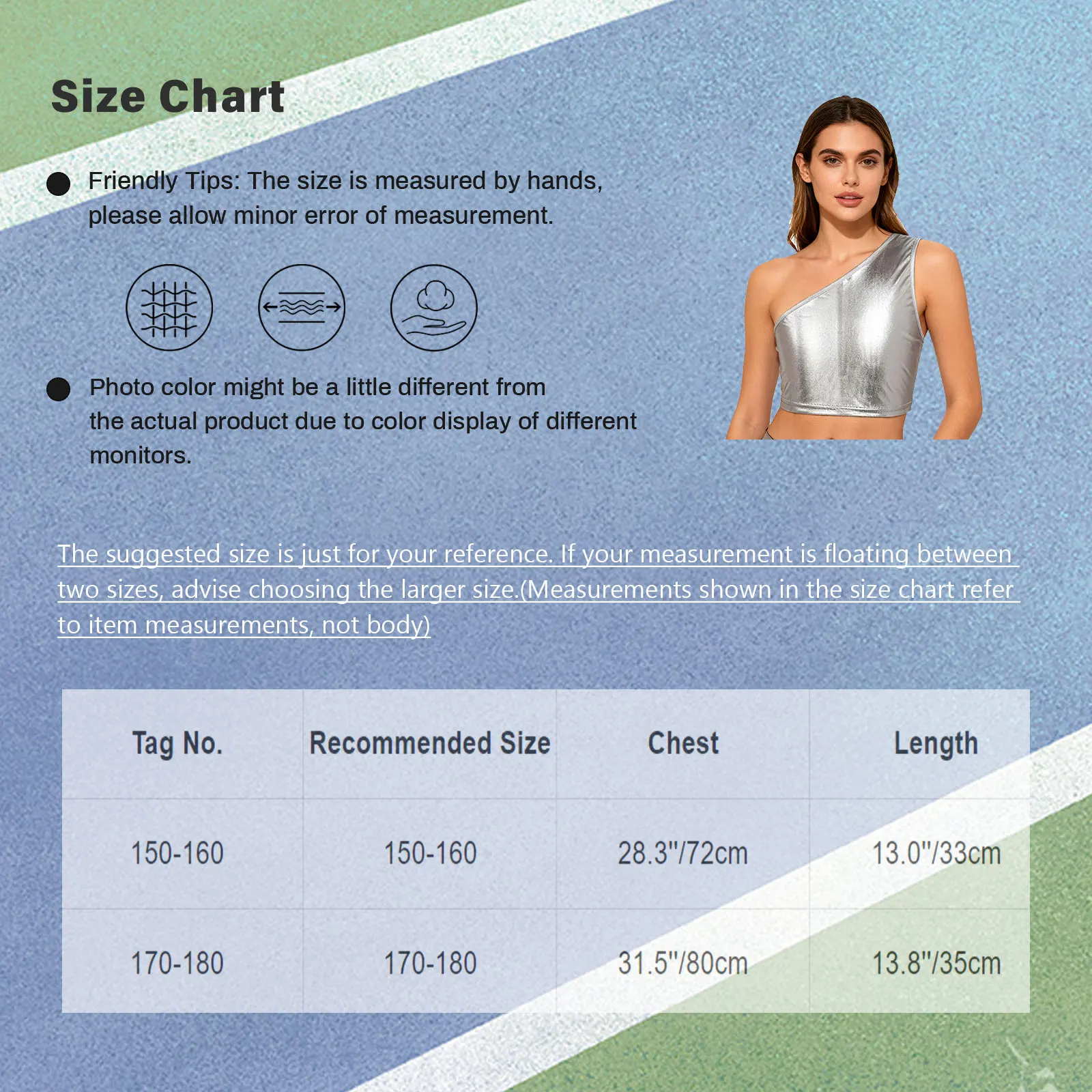

Women One Shoulder Sleeveless Shiny Metallic Cropped Vest Jazz Dance Stage Performance Tops for Music Festival Rock Club Wear