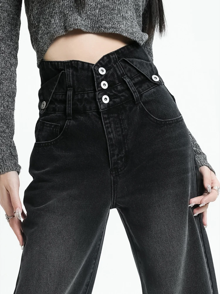 

Women's Skinny Jeans Multi Button High Waist Fashion Elastic Slim Pencil Pants Female Mom Denim Trousers Streetwear