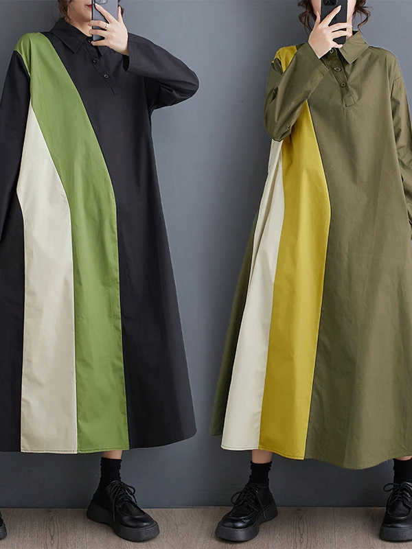 Casual irt Dr femmes Design Sensation haut de gamme grande taille automne nouvelle épissage Dr a-ligne jupe longue Sve ample...