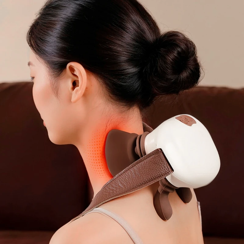 

Upgrade Edition 4D Wireless Portable Neck And Shoulder Heat Massager Relieves Muscle Pain Simulates Deep Tissue for Relaxation