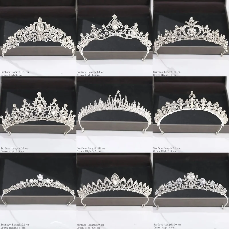 Silver Color Crown and Tiara Hair Accessories For Women Wedding Accessories Crown For Bridal Crystal Rhinestone Diadema Tiara