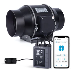 INKBIRD Inline Duct Fan Temperature Humidity Control  for Grow Tents with Smart Controller Variable Fan Speed HVAC Vent Blower