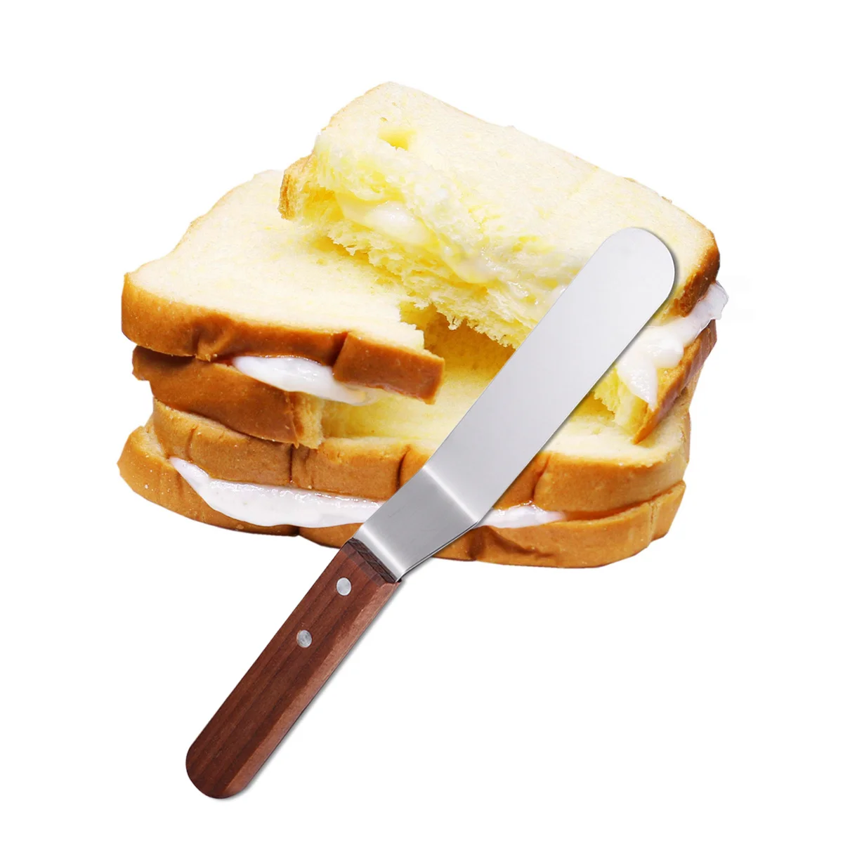 

6 Inch Stainless Steel Cream Icing Spatula Red Wood Handle Cake Decorating Smoother Butter Spatula