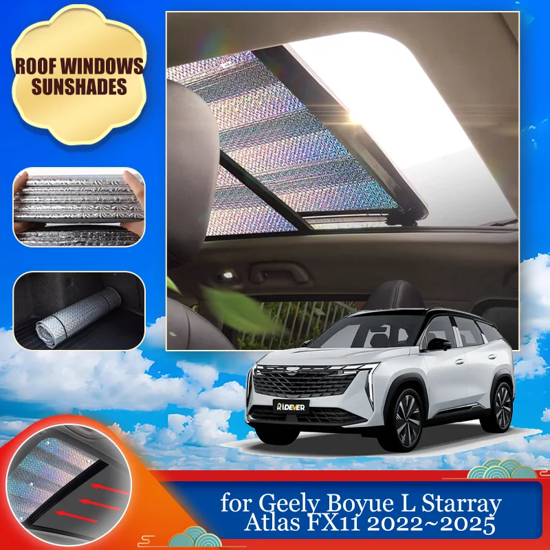 Pára-sol do teto solar do carro para geely boyue l starray atlas fx11 2022 202025 telhado pára-brisa anti-uv capa cortina viseira de sol acessórios