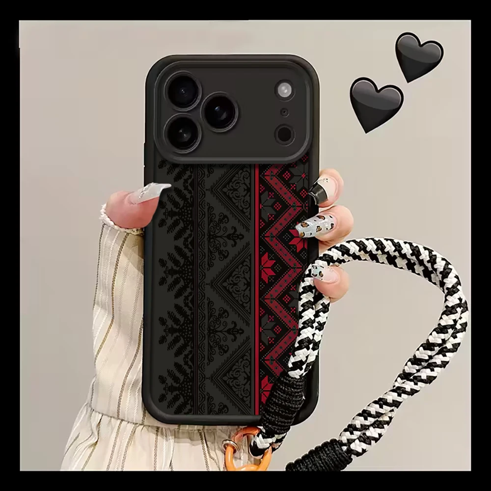 Europäischer Ethno-Stil Handgelenkband-Hülle für iPhone 16 17 Pro Max Hüllen iPhone 11 12 13 ProMax 14 15 Plus mit Lanyard Fundas – Detail 6