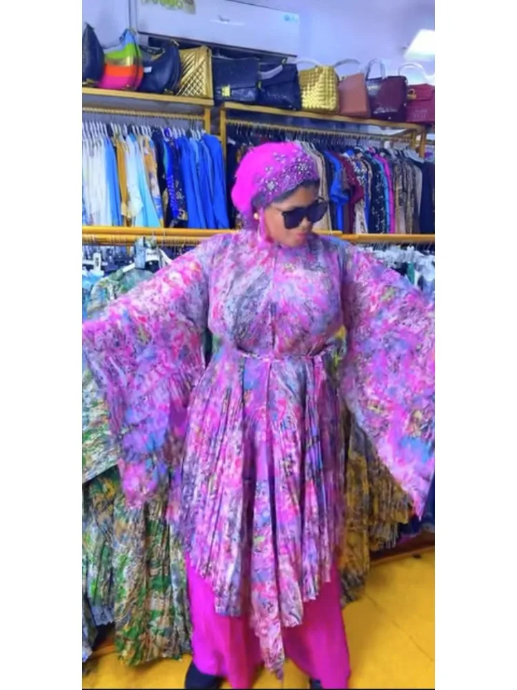 

GGHK 2025 хит продаж Miyake плиссированный комплект модный пояс с принтом производитель точечный плиссированный комплект из 2 предметов летняя новая женская одежда