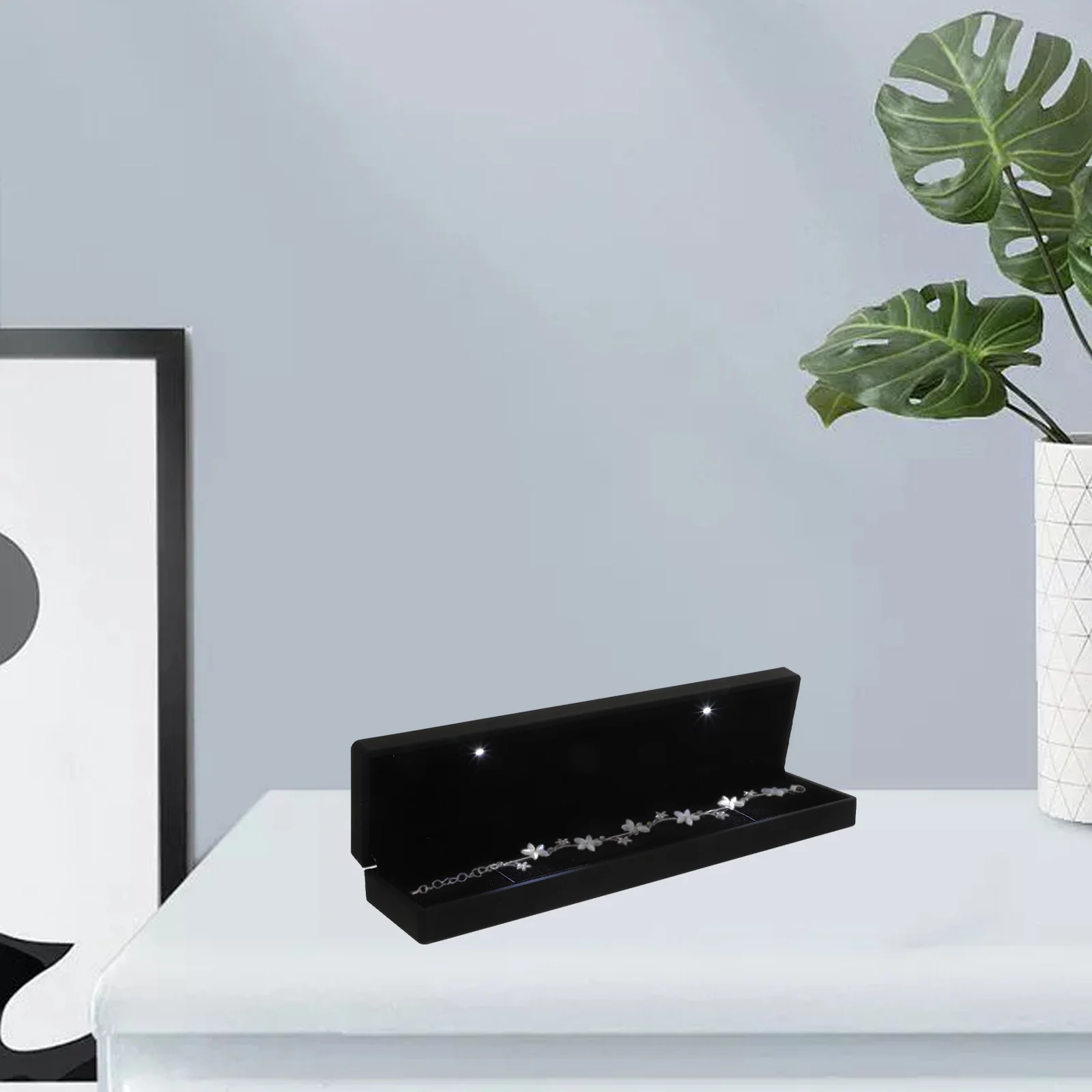 

Светодиодная шкатулка для драгоценностей, браслет для хранения ожерелья, подарочный футляр, прочный дисплей для ювелирных изделий, коробка для браслетов, коробка для хранения браслетов