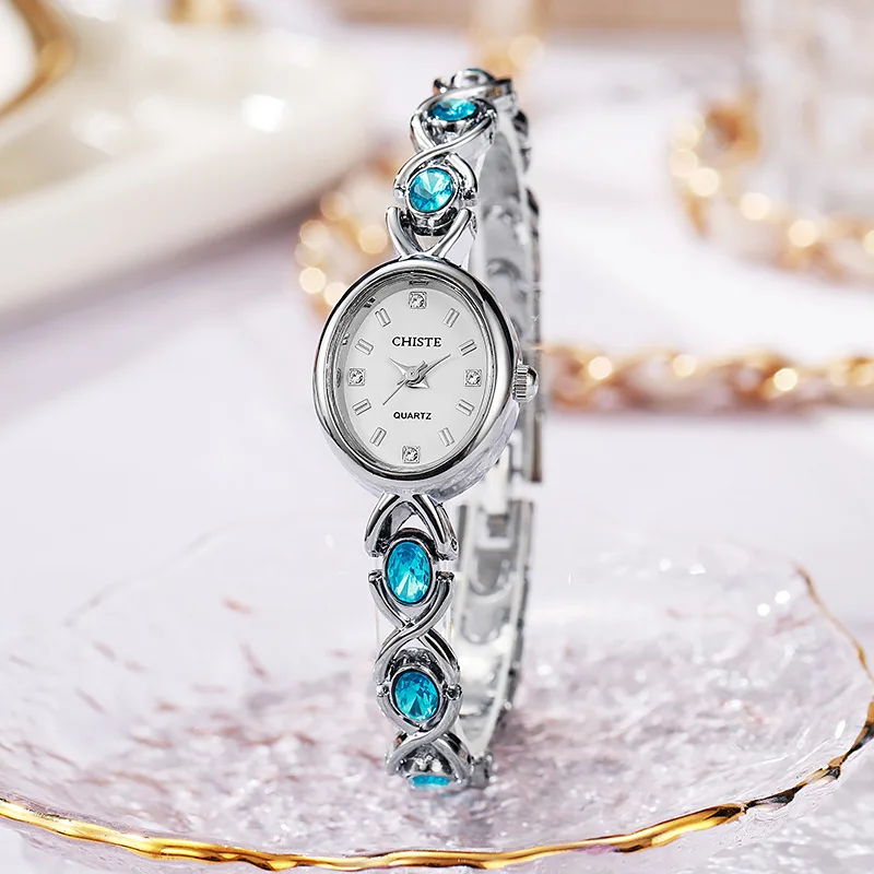 New Luxury Women's Watch, Vintage Oval Quartz Wristwatch, Unique Student Style, High-End Bracelet Watch, Trendy Ladies Timepiece