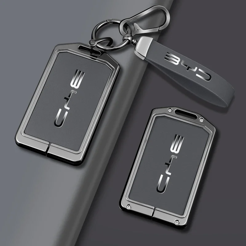 Zinc Alloy Leather Car NFC Card Remote Key Cover Fob Case For BYD Tang DM Han EV Song PRO Qin PLUS DMI Auto Keychain Accessories