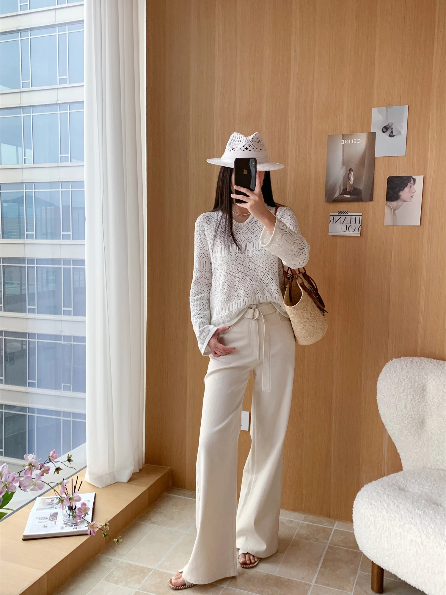 

High Waist Oaeal Silk Belt Denim Jeans Color Flipped Premium Ladies Straight Cut Cotton Stretch Zipper Fly Jeans