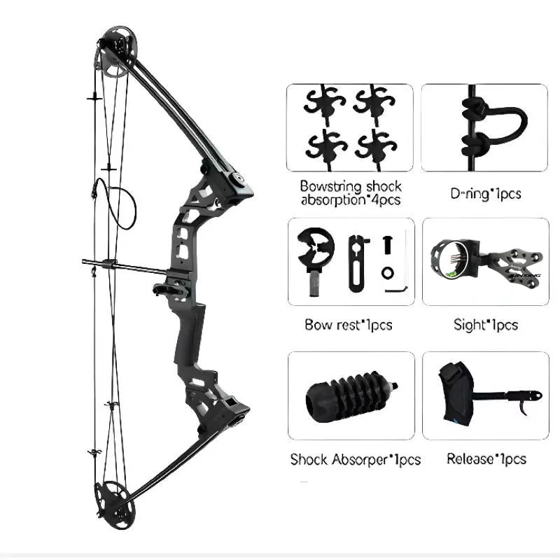 JUNXING Compound Bow X8 20-70LBS 320FPS Archery Hunting Fishing Catapult Dual-use Steel Ball Arrows Slingshot Hunting Shooting