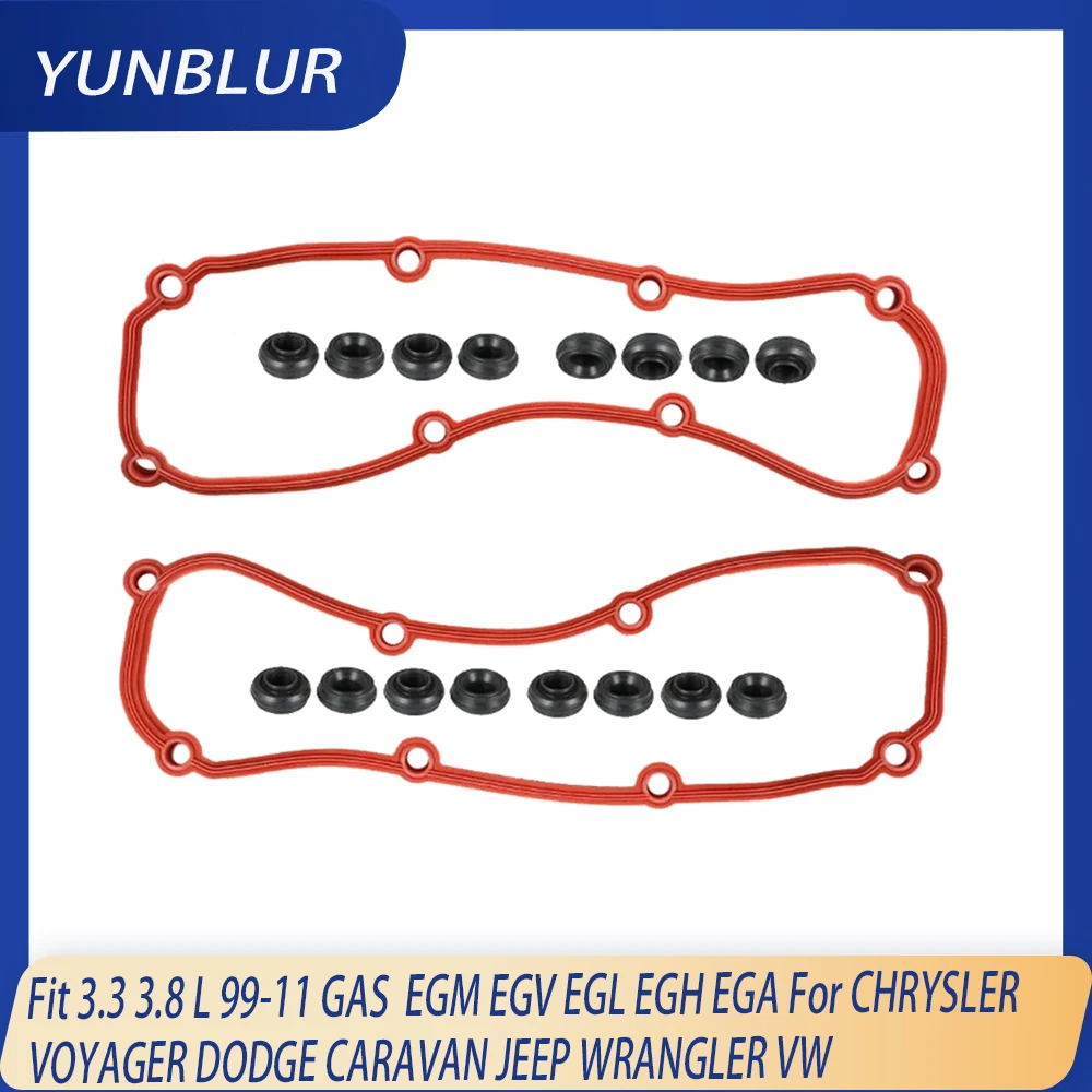 

EGM EGV EGL EGH EGA Engine Valve Cover Gasket Set Fit 3.3 3.8 L 99-11 GAS For CHRYSLER VOYAGER DODGE CARAVAN JEEP WRANGLER VW