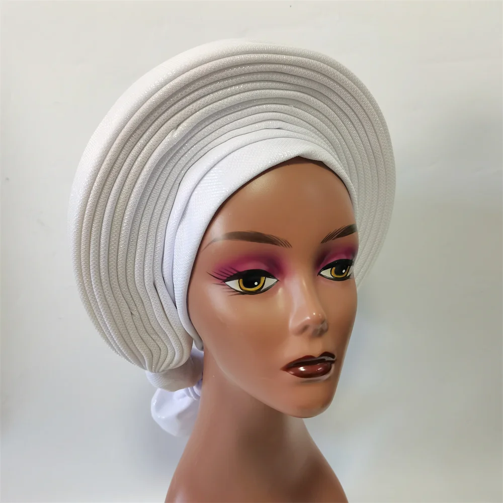 Hot African Femme Turban Hijab Nigeria Head Wrap Women Nigerian Auto Handmade Hat Fashion Cap For Wedding 1 Pcs/pack