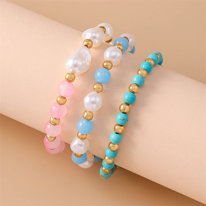 

3Pcs/Set Fashion Handmade Beads Bracelets for Women Summer Beach Starfish Shell Charms Bracelets Girls Holiday Jewelry Gifts