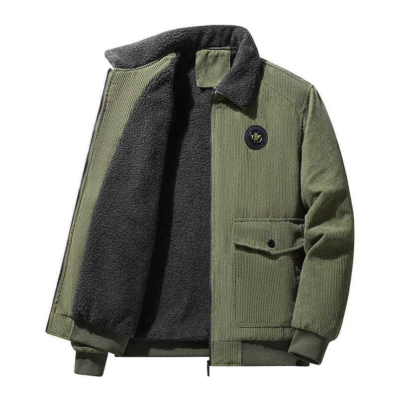 

Men jacket Corduroy lamb wool jacket Men's winter loose fleece thickened casual lapel jacket men's clothes