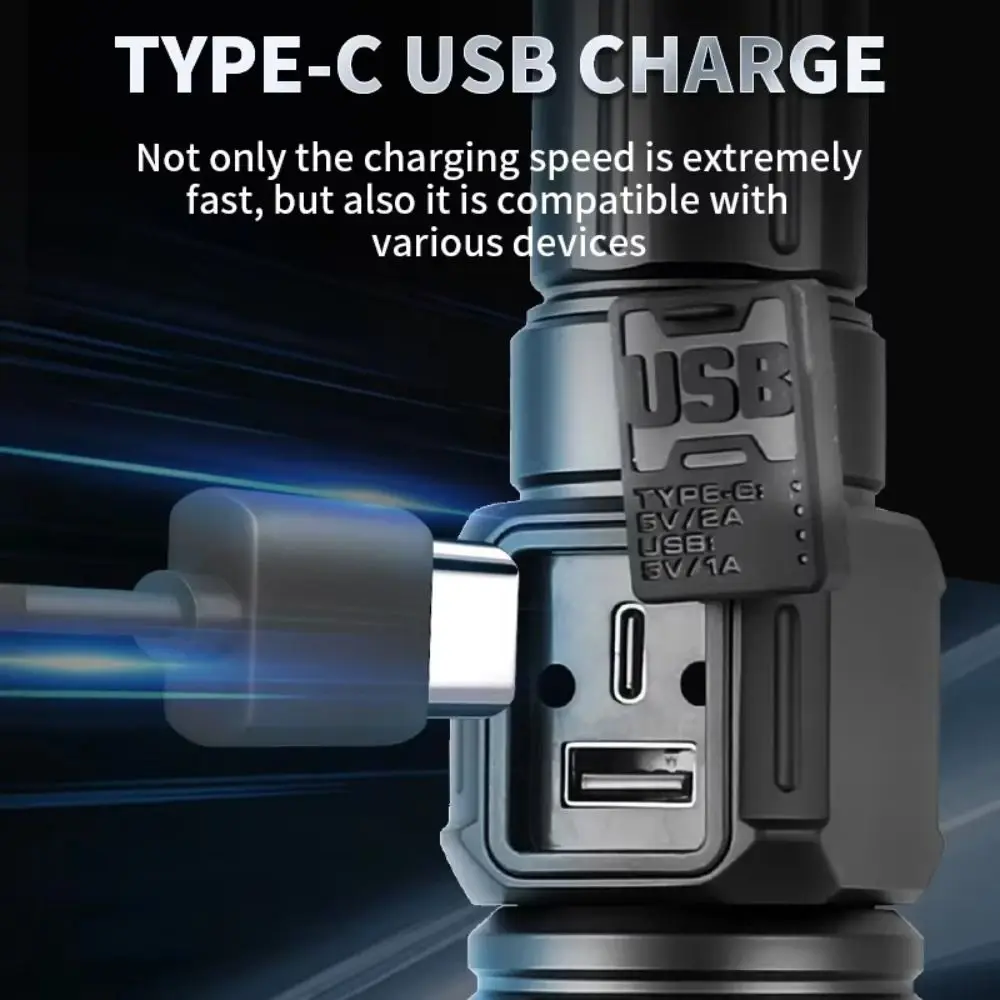 

Перезаряжаемый светодиодный фонарь мощностью 30 Вт с функцией зумирования, ударопрочный, ручной, 2000 люмен, портативный дизайн