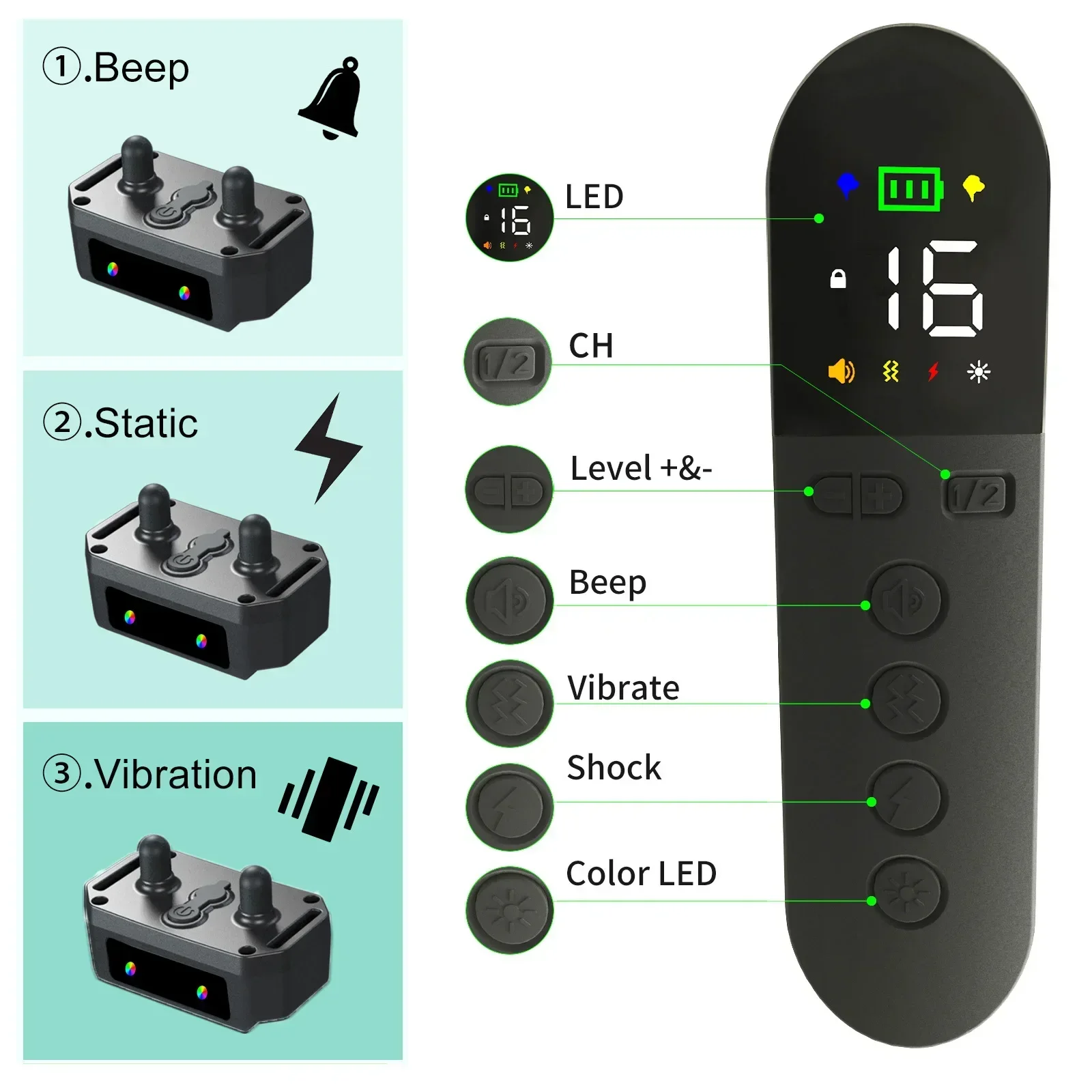 

Remote Electric Pet Dog Bark Collar Electronic Deterrents Waterproof IP68 Dog Trainer Necklace Vibrating Training Collar for Dog