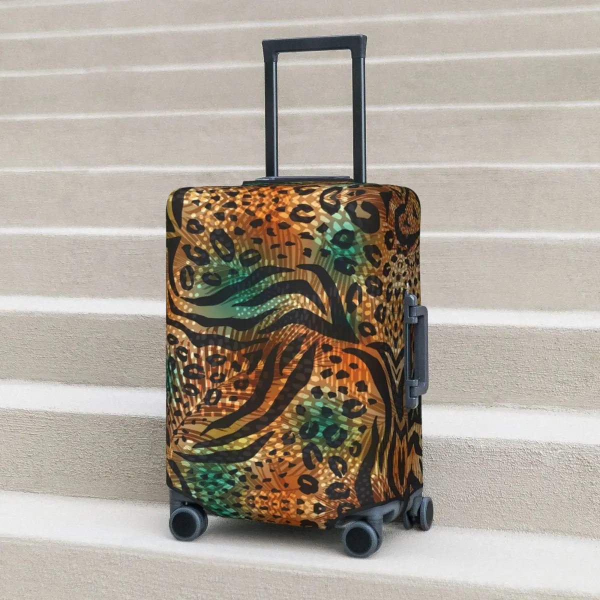 

Abstract Leopard Printed Suitcase Cover Animal Fisuras Cruise Trip Protection Holiday Strectch Luggage Supplies