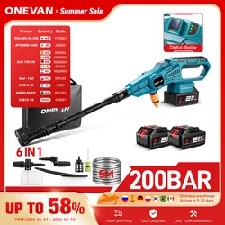 ONEVAN 3500W 200Bar Brushless Electric High Pressure Car Washer Foam Generator Car Washer Power Tools For Makita 18V Battery Pin