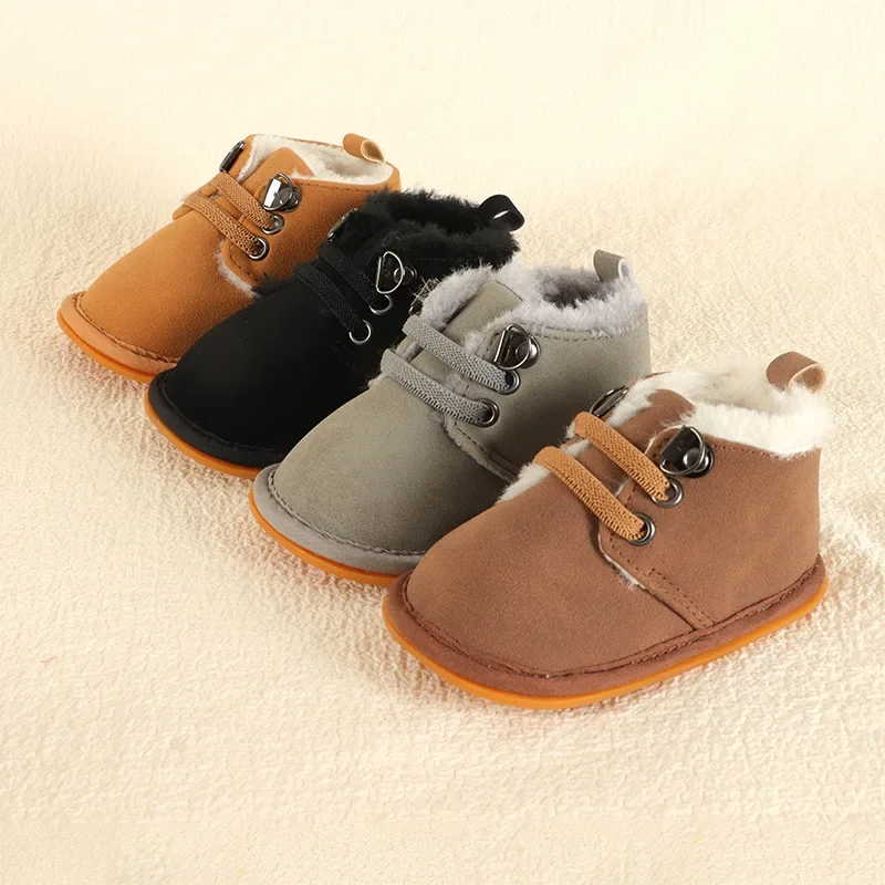 

Winter Baby Shoes Boys Classical Cotton Non-slip Soft-Sole Rubber Sole Toddler Girl Boots Infant Crib First Walkers 4-Colors