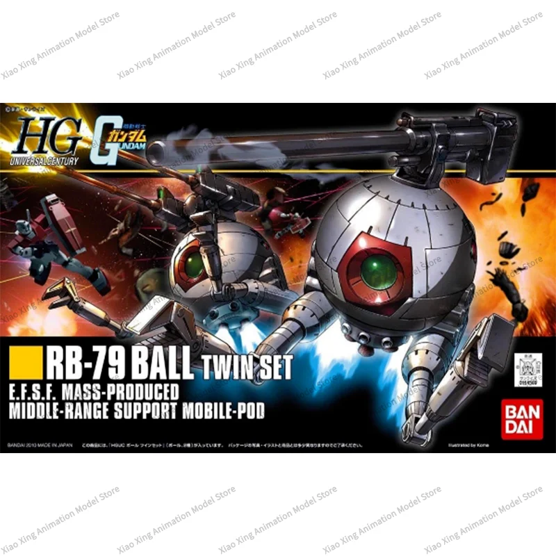 Bandai Original Gundam Model Kit Anime Figure HGUC 1/144 RB-79 BALL TWIN SET Action Figures Collectible Toys Gifts for Kids