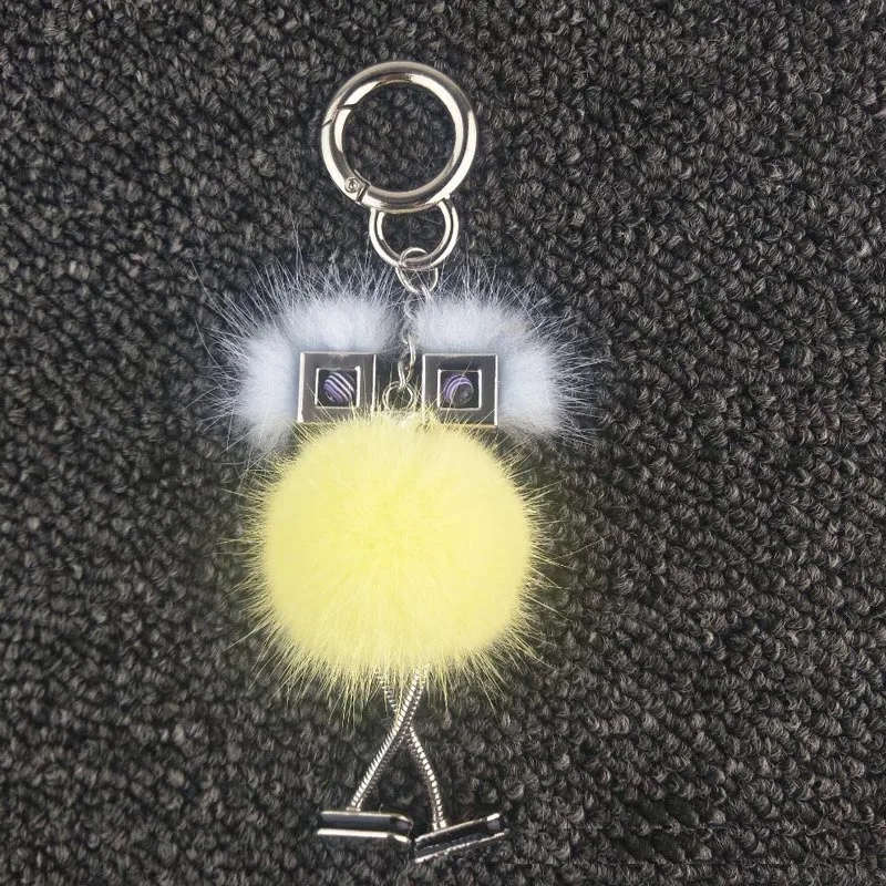 Fluffy Chick Square Glasses Cartoon Stuffed Bag Ornament Keychain