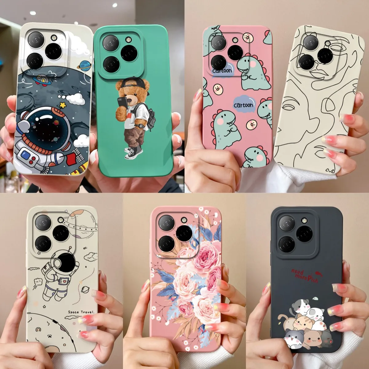 Cases For Tecno Spark 20 Pro 4G 5G Cute Cartoon Dinosaur Silicone Cover For TecnoSpark 20Pro 4G Fundas Tecno Spark20Pro 5G Coque