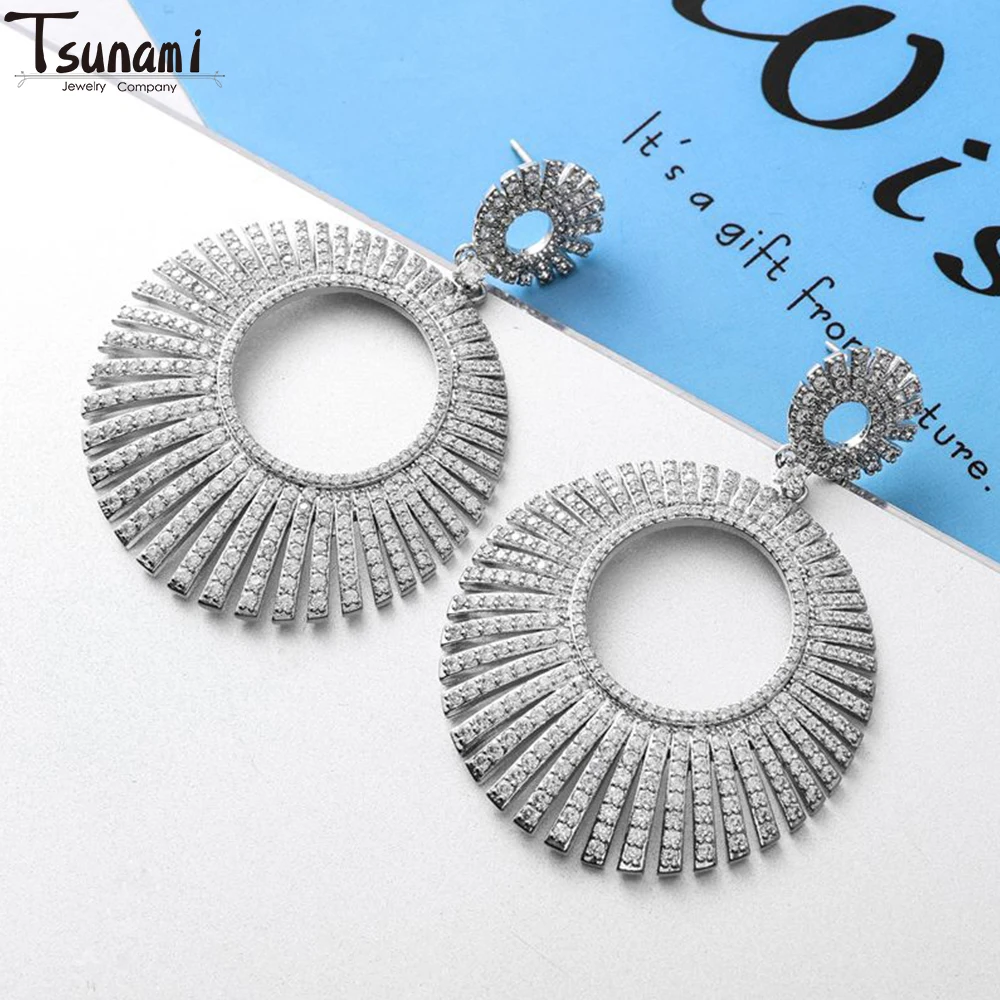 

New Luxury Wedding Design Irregular Circle Earrings Jewelry Cubic Zircon Bride Earings For Women Christmas Festival Gifts 2023