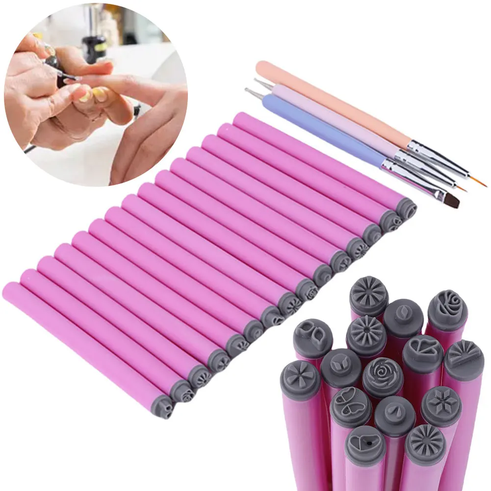 

6/10/15PCS Nail Stamp Pen DIY Nail Art Tools with 3 Nail Art Brushes Nail Graffiti Art Embellishment Tools for Girls and Women