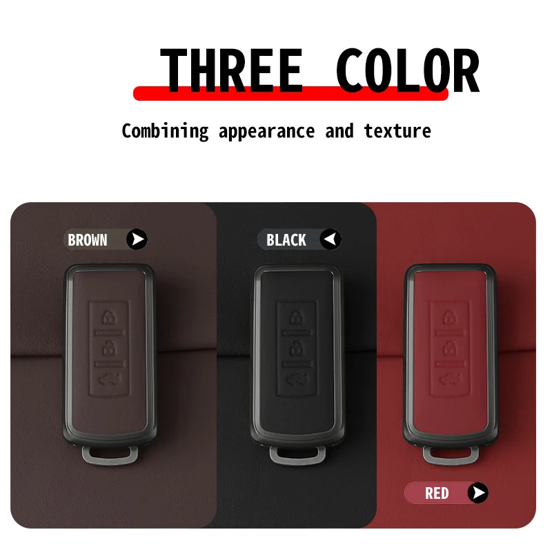 Leather Key Cover for Mitsubishi Outlander Pajero Sport Triton ASX Eclipse Cross Auto Accessories