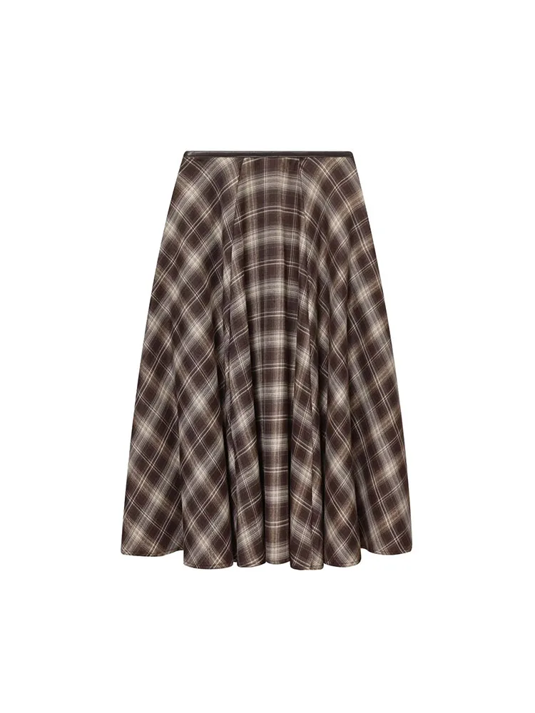 Jupe MIDI à carreaux pour femmes, taille haute, fermeture éclair, ample, élégante, vêtements de rue, automne 2025