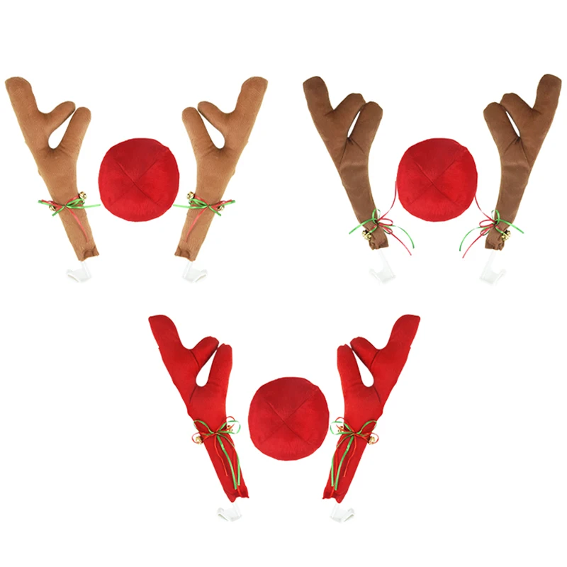 

Christmas Reindeer Antlers Nose Horn Car Vehicle Decoration Reindeer Costume Set Truck Ornaments Christmas New Year Party Gifts