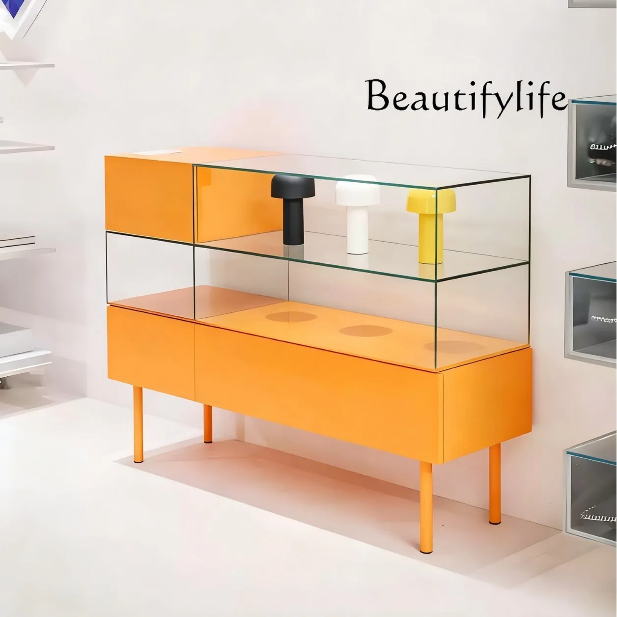 

Шкаф для хранения, итальянский минималистичный стеклянный шкаф, орнамент, вход в Баухаус, обеденный боковой шкаф, встроенный у