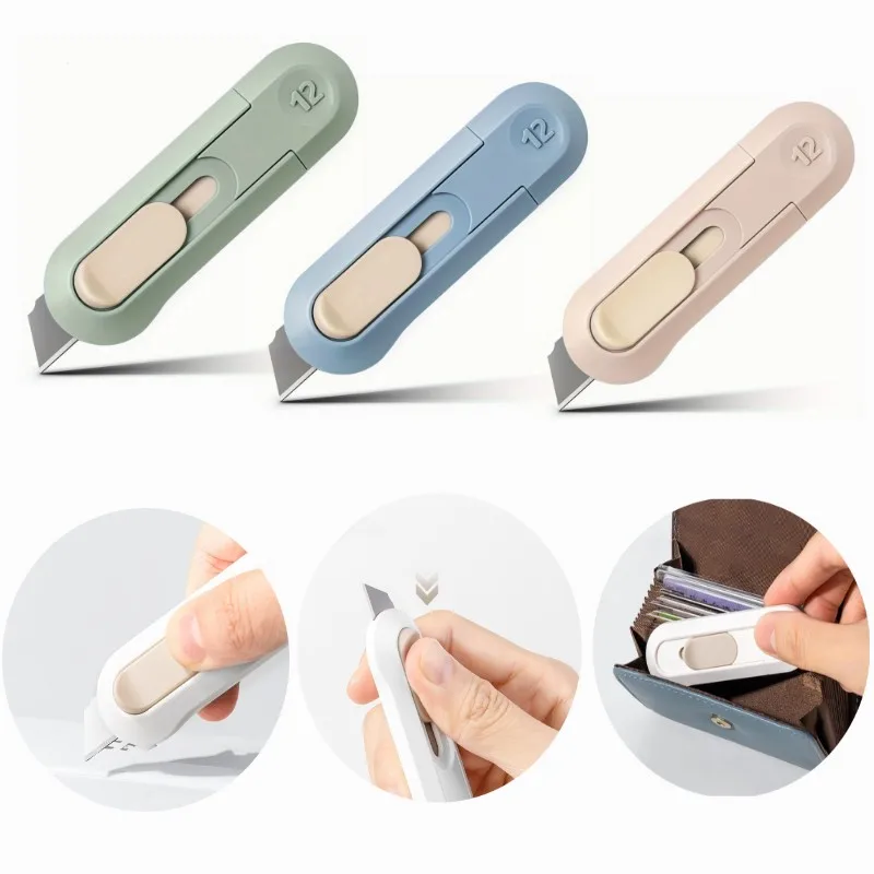 Retractable Utility Knife Mini Paper Cutter Portable Artwork Knife Automatic Box Opener Pocket Cutter For Office School Supplies
