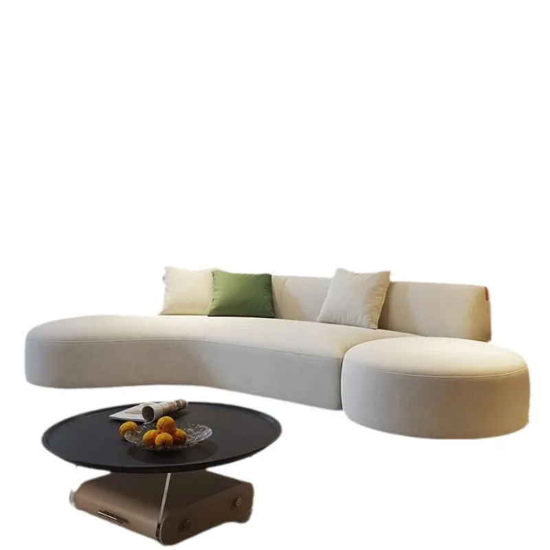 

Special-shaped sofa fabric living room simple modern Italian cat scratch matte cloth cream wabi sandy wind creative curved sofa