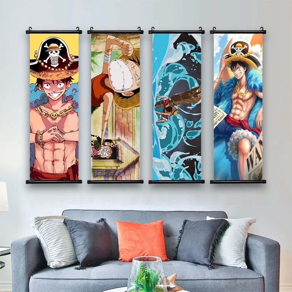 Anime ONE PIECE Poster Luffy Canvas Painting Sun God Nika Art Print Kids Room Decoration Mural for Hanging Scrolls Roronoa Zoro